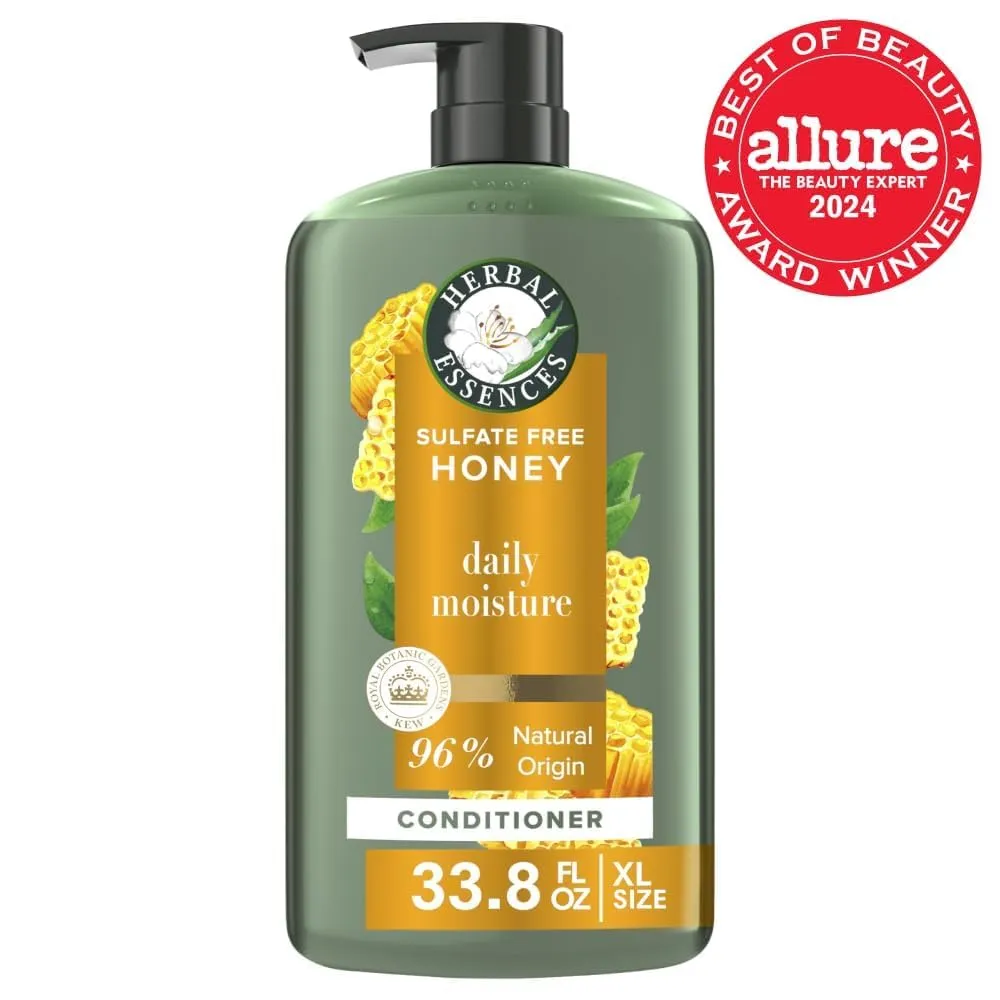 Herbal Essences Honey Daily Moisture Conditioner, Protects and Nourishes Dry Hair, Hydrating Conditioner with Certified Camellia Oil and Aloe Vera, Moisturizing and Safe For All Hair Types, 33.8oz