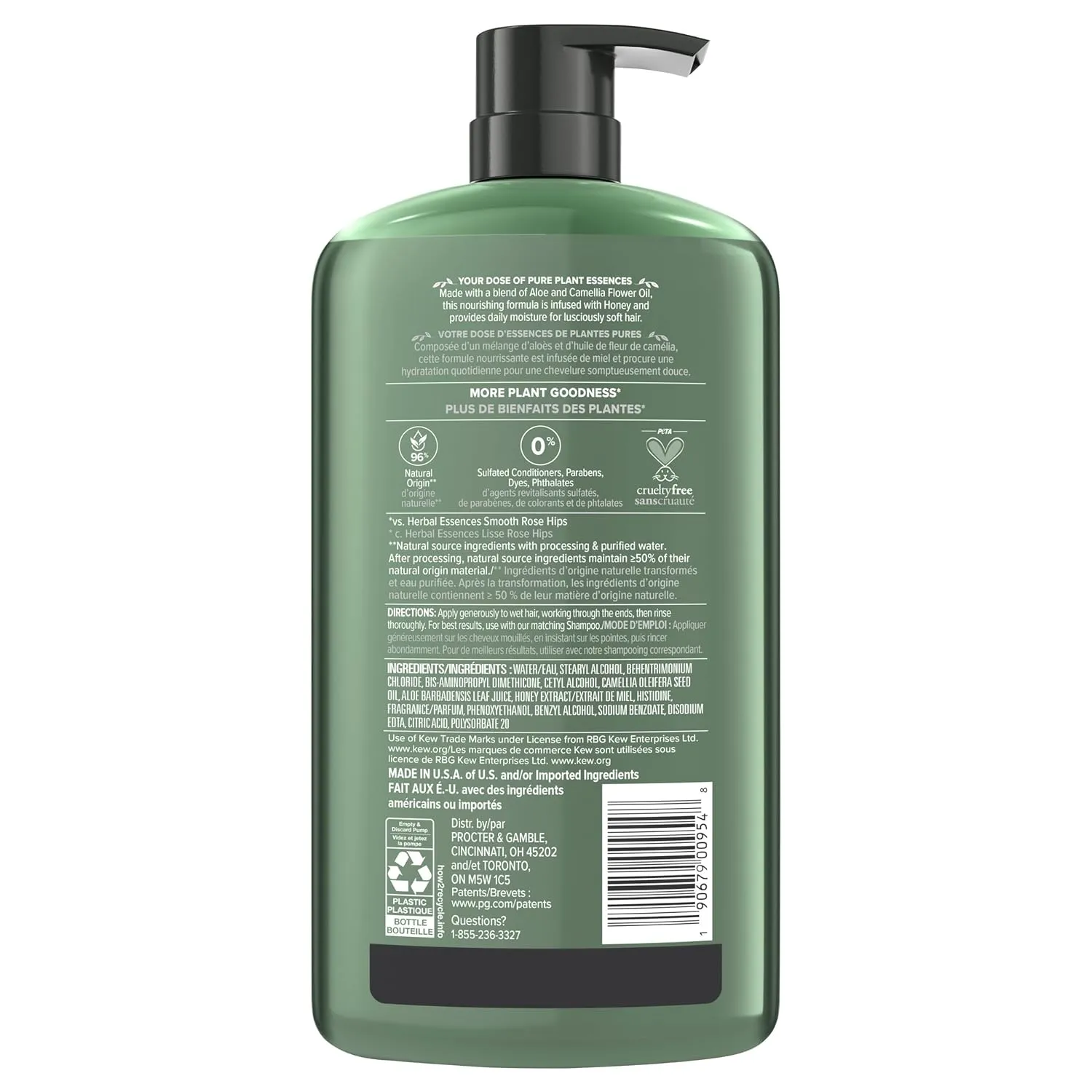 Herbal Essences Honey Daily Moisture Conditioner, Protects and Nourishes Dry Hair, Hydrating Conditioner with Certified Camellia Oil and Aloe Vera, Moisturizing and Safe For All Hair Types, 33.8oz