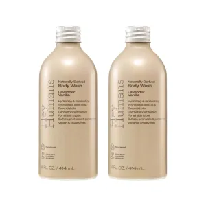 HEY HUMANS Body Wash Lavender Vanilla, 14 fl oz. (Pack of 2)