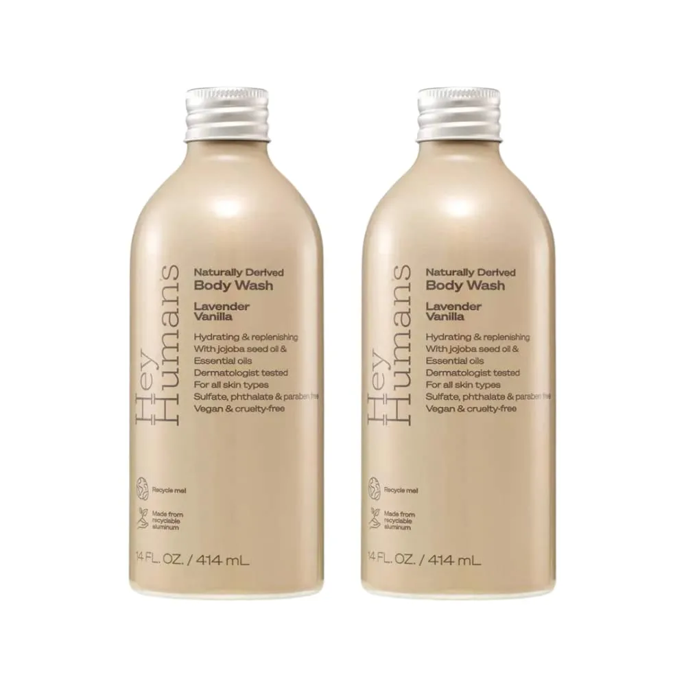 HEY HUMANS Body Wash Lavender Vanilla, 14 fl oz. (Pack of 2)