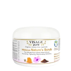 Hibiscus Nature's Scrub - The Ultimate Natural Face and Body Mask and Scrub. Nourishing, Tightening, Rejuvenating, and Exfoliating - Organic - Physician Formulated - Research Supported