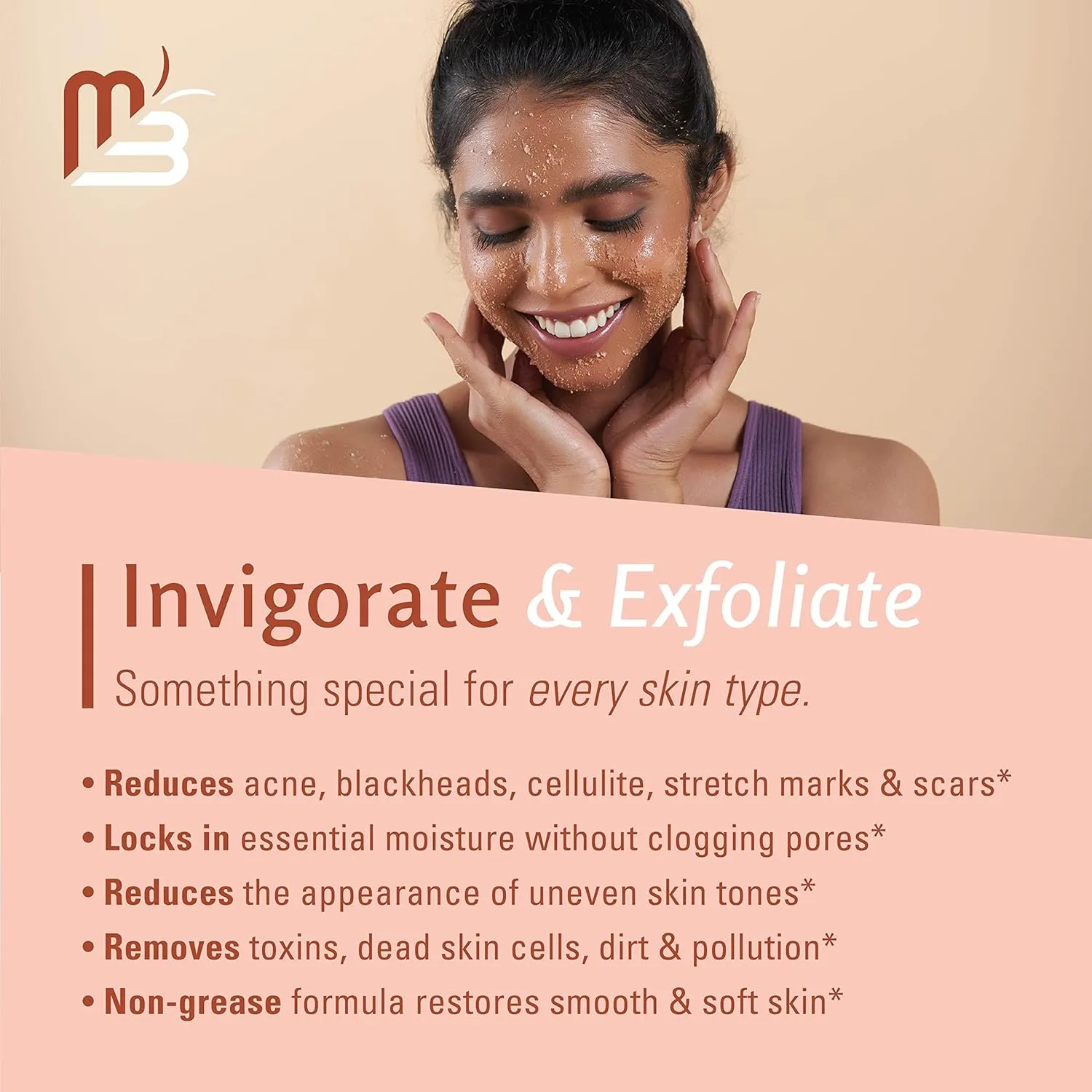 Himalayan Salt Scrub, Face, Foot, and Body Exfoliator with Collagen and Stem Cells, Exfoliating Scrub for Toning, Cellulite, and Skin Care by M3 Naturals