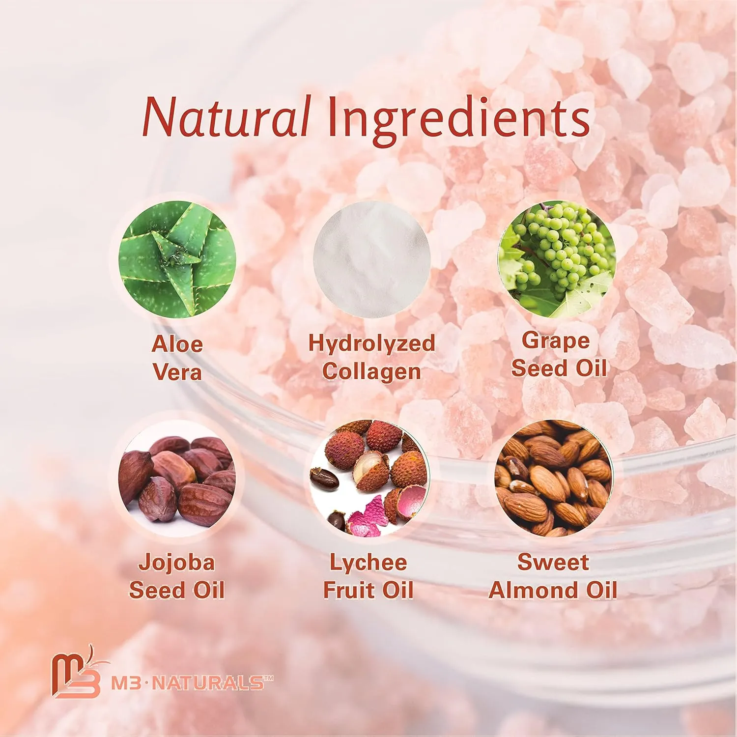 Himalayan Salt Scrub, Face, Foot, and Body Exfoliator with Collagen and Stem Cells, Exfoliating Scrub for Toning, Cellulite, and Skin Care by M3 Naturals
