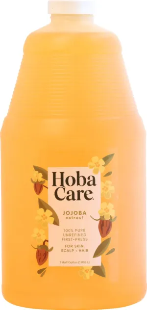 HobaCare Jojoba Oil - 100% Pure, Unrefined Jojoba Oil for Skin & Nails - Moisturizing Body Oil & Face Moisturizer for Dry Skin - Natural Jojoba Oil for Hair & Beard Care (64 fl oz)