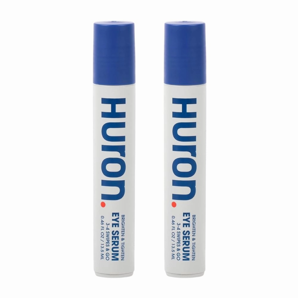 Huron Eye Serum - Men’s Eye Roller - Helps Alleviate Dark Circles, Fine Lines and Puffiness - Contains Niacinamide & Caffeine - Apply Twice a Day (2 pack)