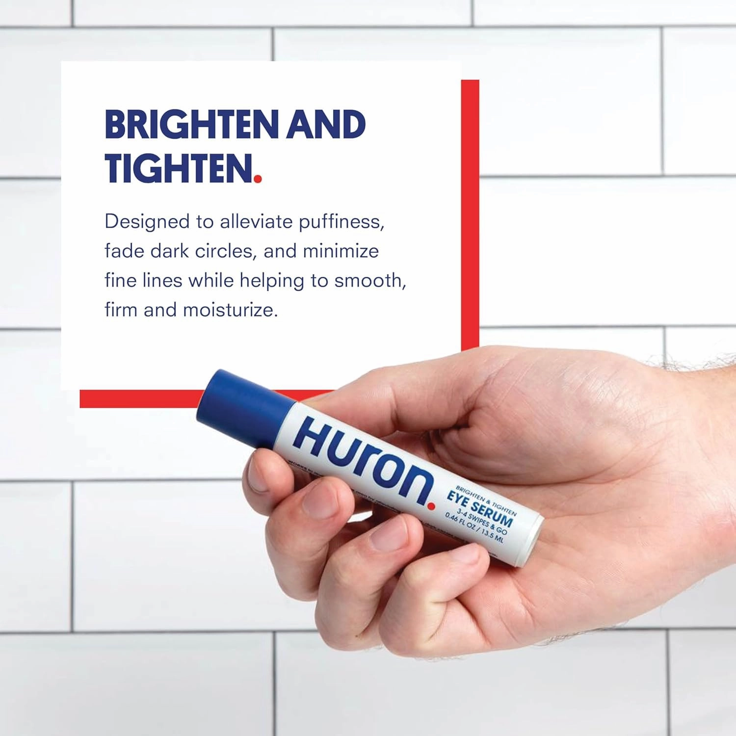 Huron Eye Serum - Men’s Eye Roller - Helps Alleviate Dark Circles, Fine Lines and Puffiness - Contains Niacinamide & Caffeine - Apply Twice a Day (2 pack)
