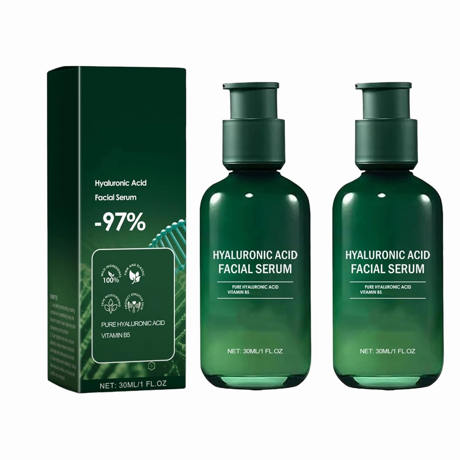 Hyaluronic Acid Facial Serum, Skin Firming Rejuvenating Serum, Hyaluronic Acid Facial Serum for Women Face Moisturizing and Firming Skin (2PCS)