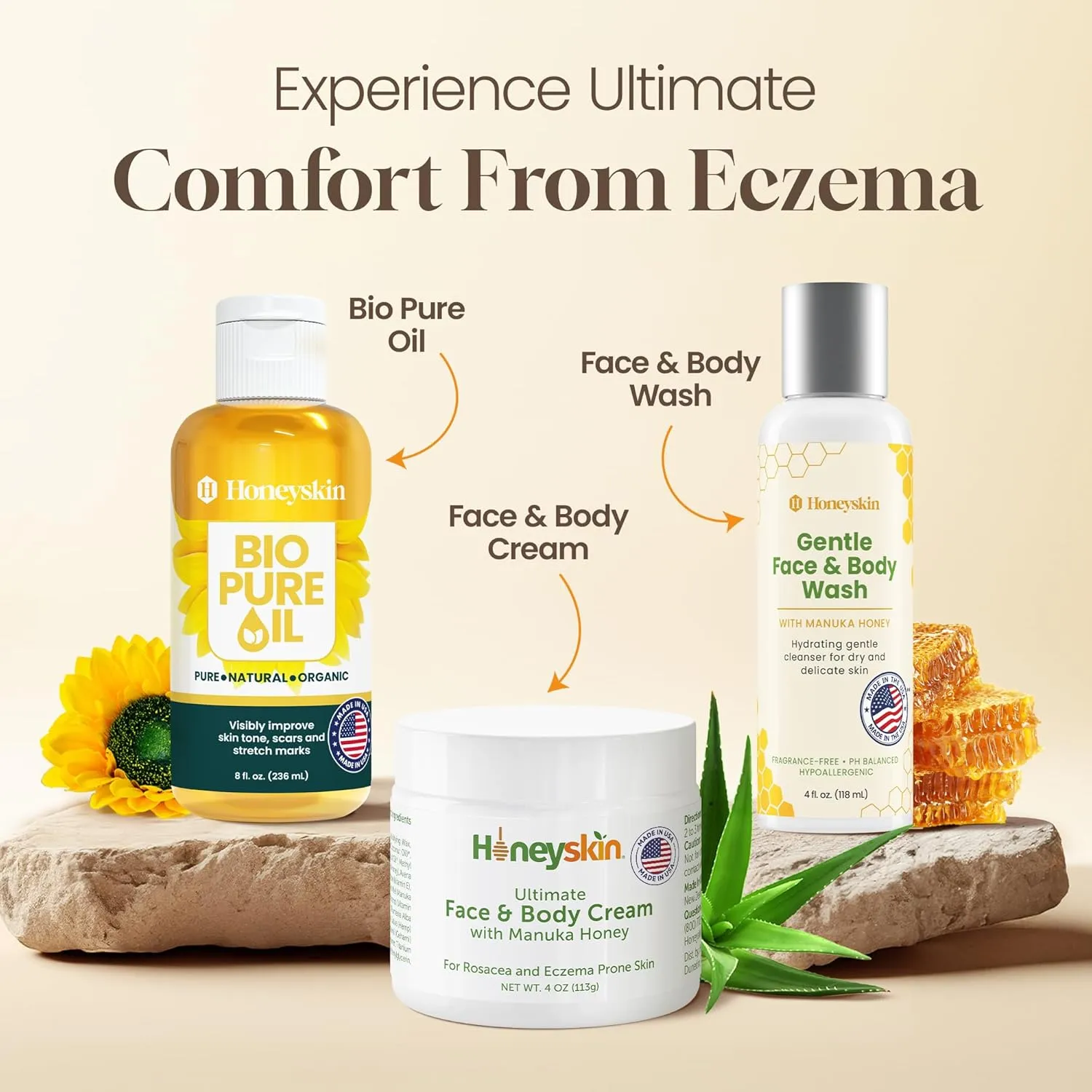 Hydrating Face Moisturizer & Body Cream with Manuka Honey Cream - Organic Face Moisturizer with Honey for Extremely Dry Skin - for Dry & Itchy Skin, Rosacea & Eczema Prone Skin 4oz