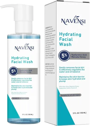 Hydrating Facial Wash | Hyaluronic Acid, Aloe Vera, Vitamin E & Manuka Honey | Deep Moisturizing & Refreshing Face Cleanser for Soft, Glowing Skin | Gentle & Sulfate-Free | 150ml
