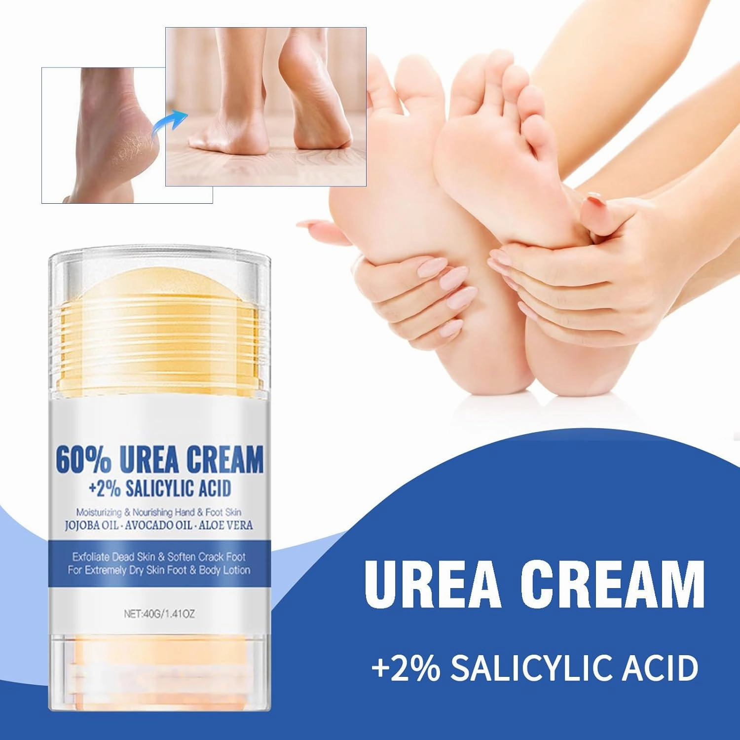 Hydrating and Anti-Cracking Foot Cream, Moisturising and Relieves Cracking and Dryness Foot Cream, Hand and Foot Repair Cream for Women & Men Callused, Feet, Knee, Elbow, Hand (2pcs)
