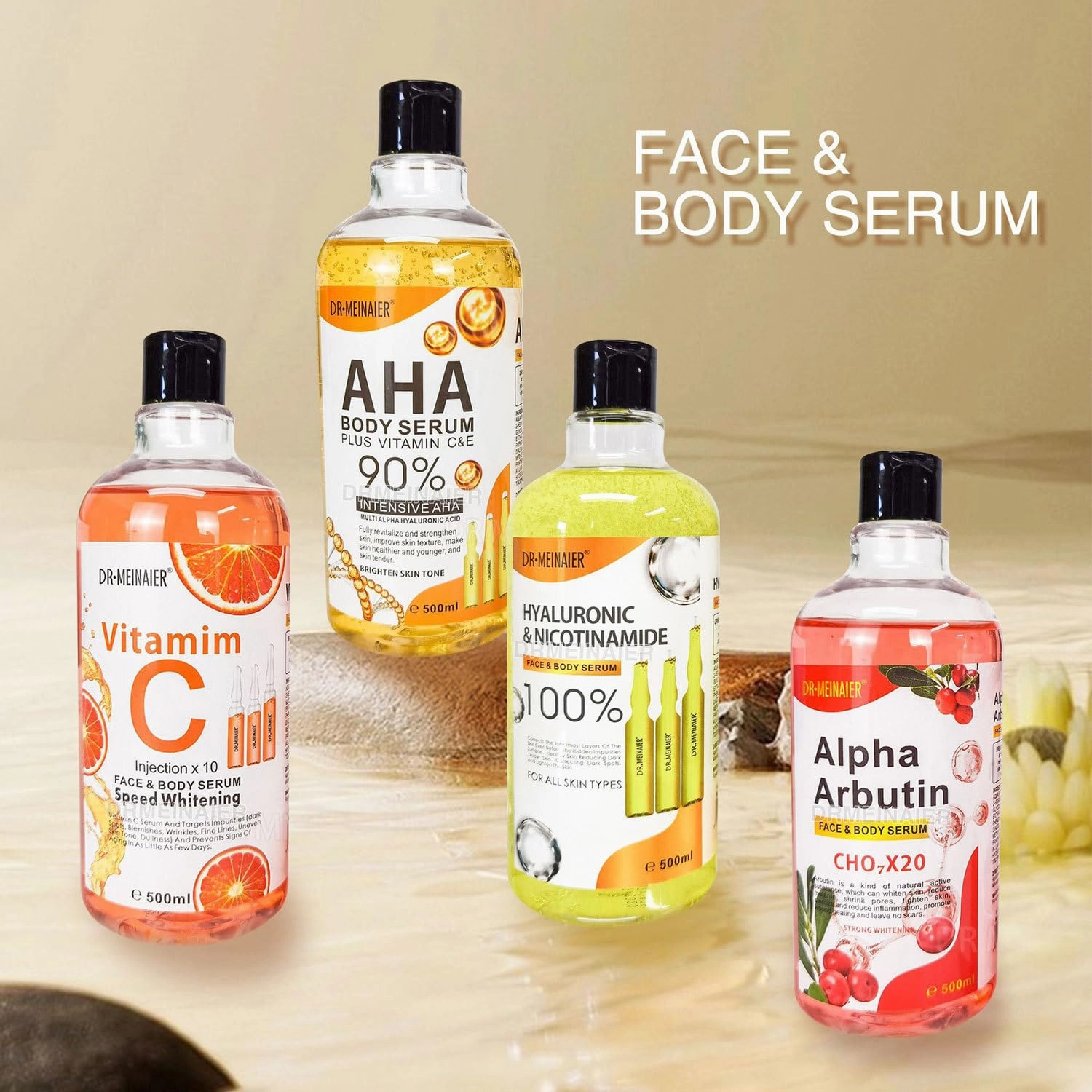 Hydrating Skin Essence with Arbutin and AHA, for Bright, Moisturized Complexion (Hyaluronic acid & nicotinamide, 500ml)