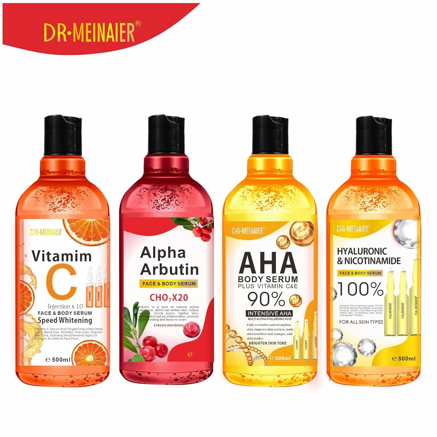 Hydrating Skin Essence with Arbutin and AHA, for Bright, Moisturized Complexion (Hyaluronic acid & nicotinamide, 500ml)