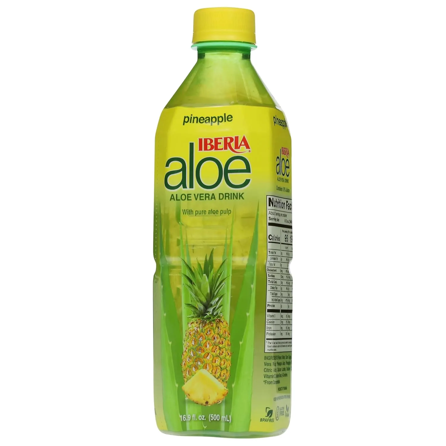 Iberia Aloe Vera Juice Drink with Pure Aloe Pulp, Pineapple, 16.9 Fl Oz (Pack of 8)