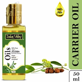 INDUS VALLEY 100% Natural Cold Pressed (Jojoba Carrier Oil (50ml)) Moisturizing for Face, Hair, Skin & Nails | Organic Jojoba Oil