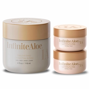 InfiniteAloe Baby Soft Scrub, Aloe Vera Powered Face and Body Scrub – Exfoliating and Moisturizing – 4oz.   2 Travels