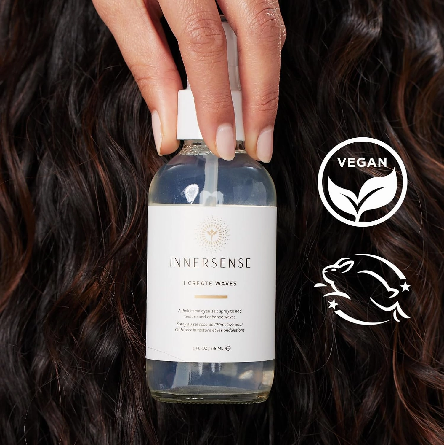 INNERSENSE Organic Beauty - Natural I Create Waves Pink Himalayan Salt Spray | Non-Toxic, Cruelty-Free, Clean Haircare (2oz)