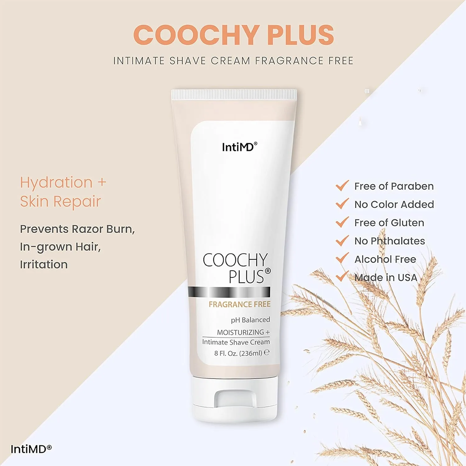 IntiMD Coochy Plus HydroLock Moisturizing   3-Steps Kit Intimate Shave Gift Set: Nouria Pre-Shave Elixir Oil   Coochy Plus Shave Cream Fragrance Free and Coochy Plus After Shave Protection Mist