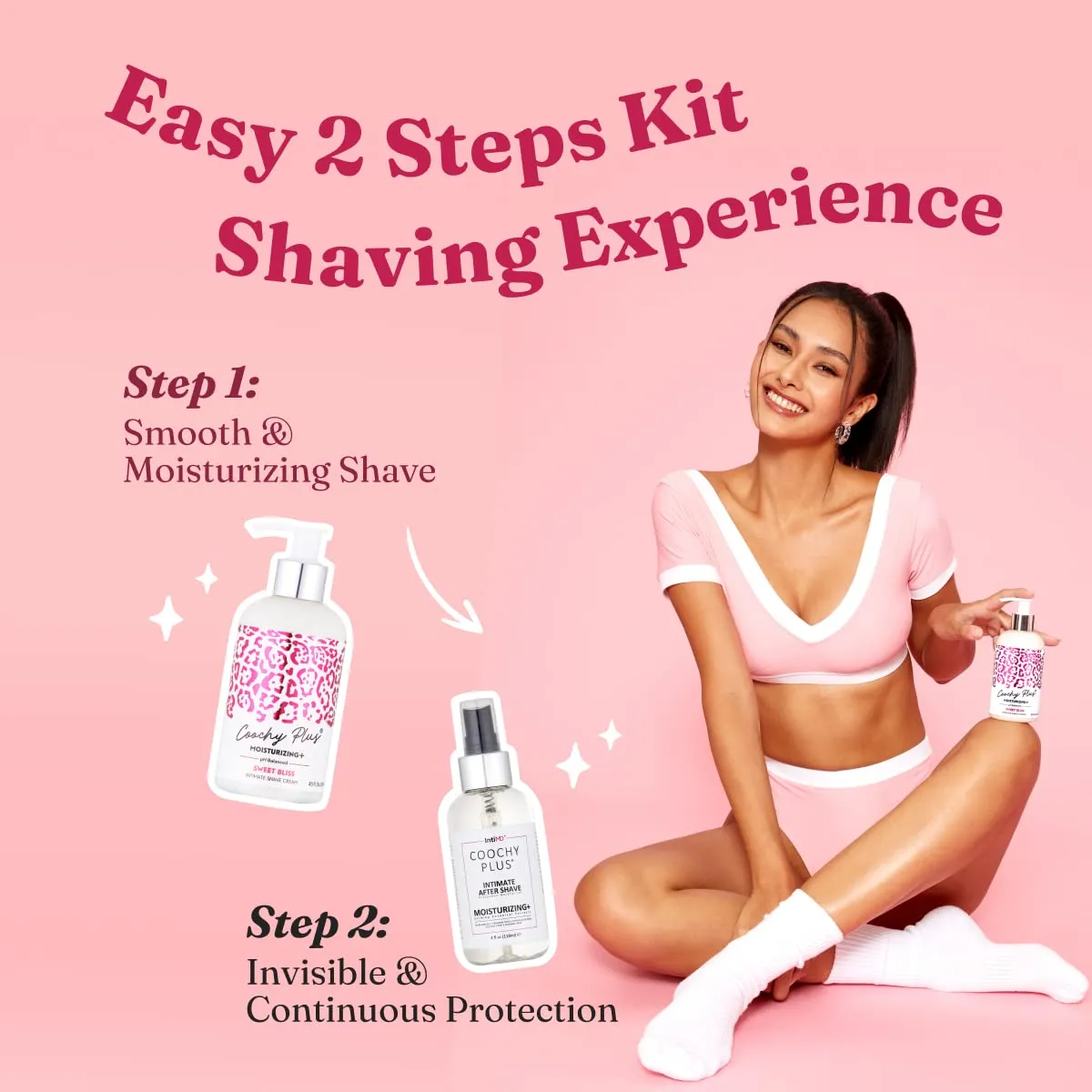 IntiMD Coochy Plus Intimate Shaving Complete Kit - Sweet Bliss & Organic After Shave Protection Soothing Moisturizer Mist - Antioxidant Formula Prevents Razor Burns, Itchiness & Ingrown Hair