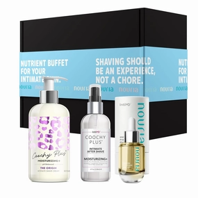 IntiMD Coochy Plus HydroLock Moisturizing   3-Steps Kit Intimate Shave Gift Set: Nouria Pre-Shave Elixir Oil   Coochy Plus Shave Cream The Origin   Coochy Plus After Shave Protection Mist
