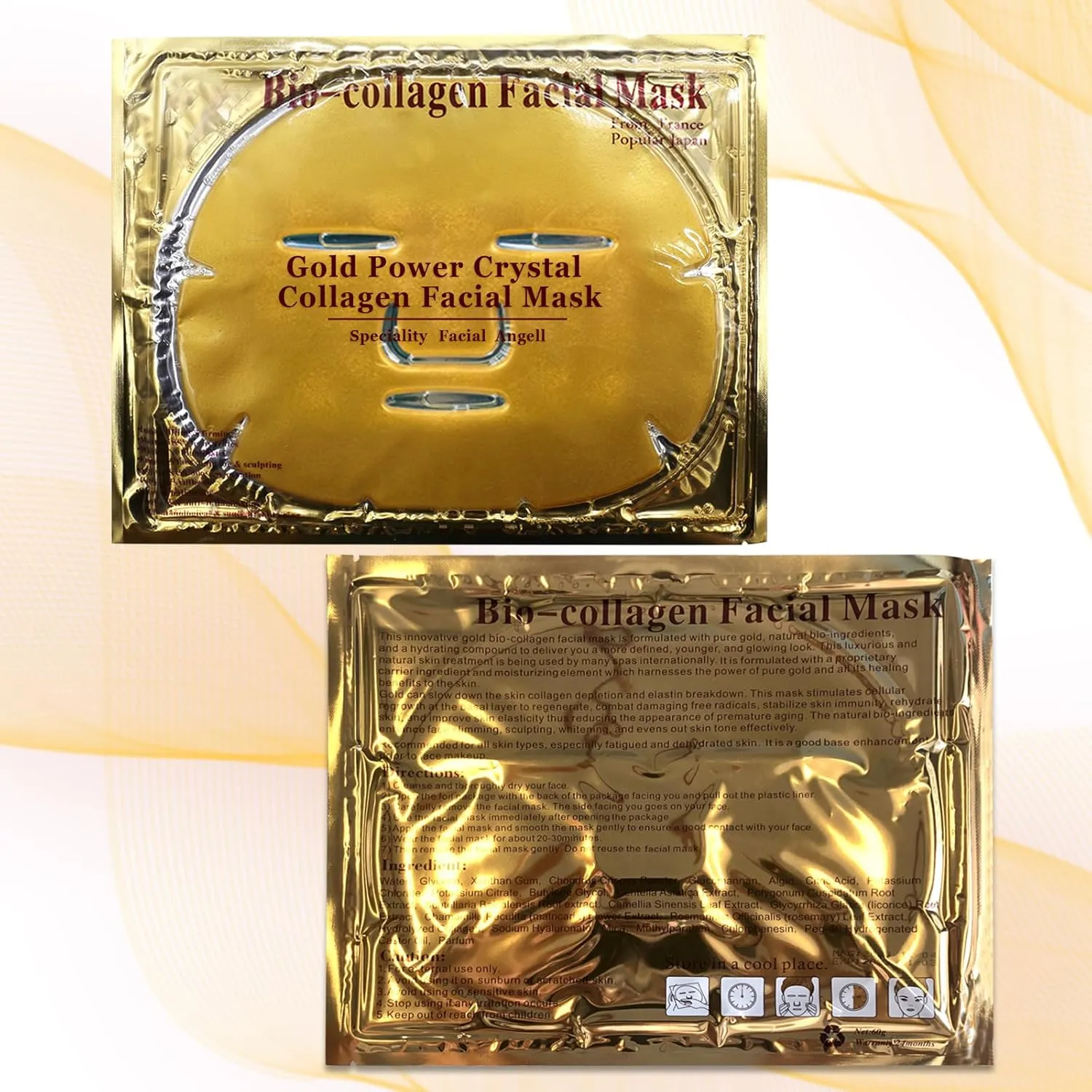 Jakuva 12PCS Collagen Face Mask,Deep Moisturizing Facial Patches Gel Face Pads for Anti-Aging, Puffiness Face Skincare, Firming Face Lift Sheet, 24K Gold