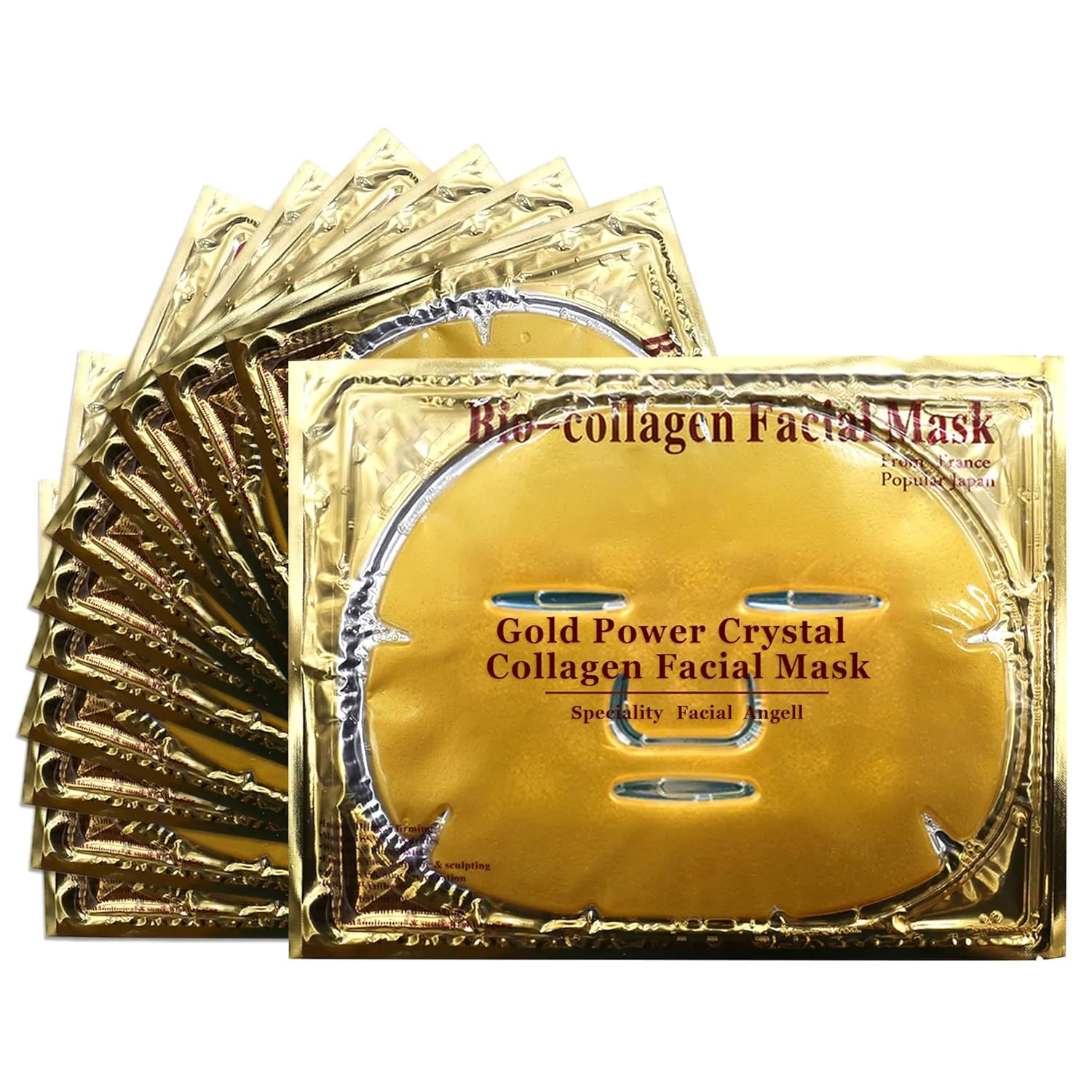 Jakuva 12PCS Collagen Face Mask,Deep Moisturizing Facial Patches Gel Face Pads for Anti-Aging, Puffiness Face Skincare, Firming Face Lift Sheet, 24K Gold