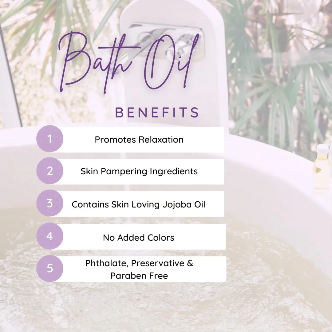 Jasmine Bath Oil by Eclectic Lady - Scented Bath Oil - Relaxing & Moisturizing Bathing Oil - Fragrance Body Oil For Dry & Rough Sensitive Skin - Body Daily Nourishing Shower Oil (8 oz)