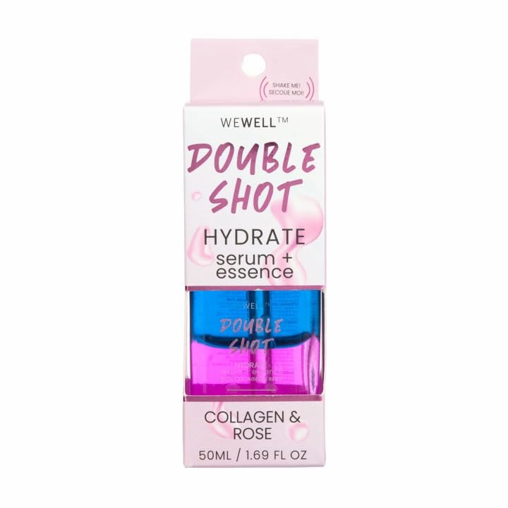 Jean Pierre Cosmetics Skin Serum - WEWELL Double Shot Face Serum Essence, 50ML, Unscented, for Facial Skincare (50 ml, Collagen   Rose)
