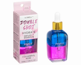 Jean Pierre Cosmetics Skin Serum - WEWELL Double Shot Face Serum Essence, 50ML, Unscented, for Facial Skincare (50 ml, Collagen   Rose)