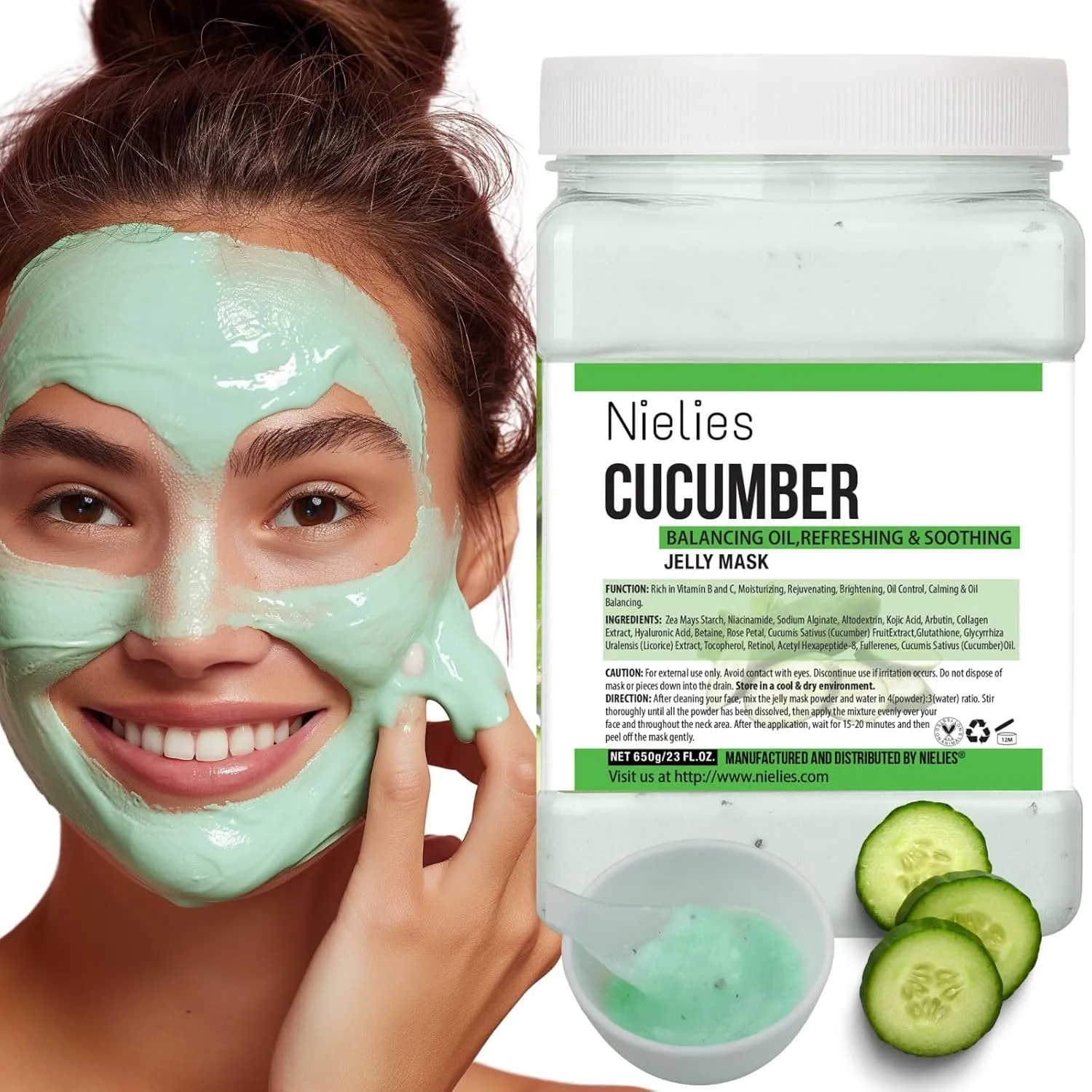 Jelly Face Mask for Facials - Cucumber Hydrating Jelly Mask | Professional Hydro jelly Masks | Vajacial | 23 Oz