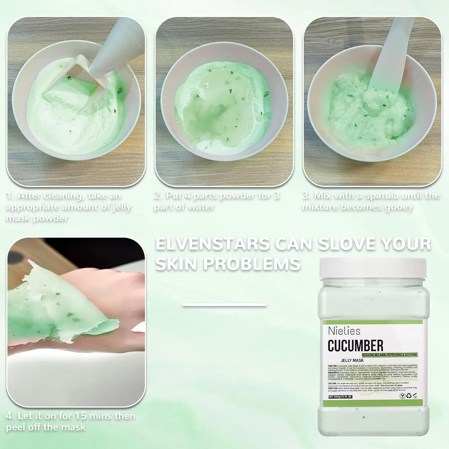 Jelly Face Mask for Facials - Cucumber Hydrating Jelly Mask | Professional Hydro jelly Masks | Vajacial | 23 Oz