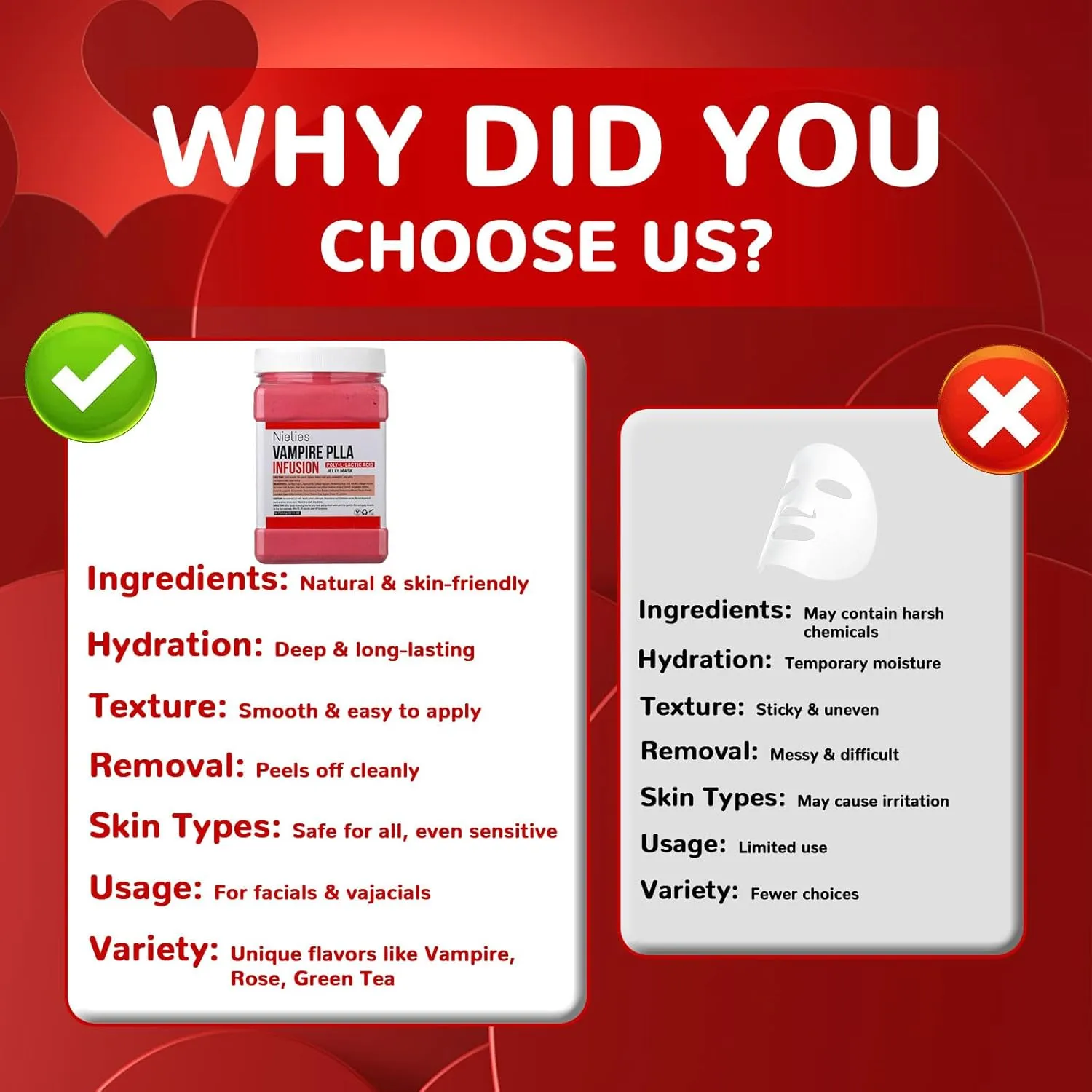 Jelly Mask, Facial Skin Care- Vampire "Peel-Off" Jelly Mask Set, Jelly masks for Facials Professional, Face Mask For Instant Hydration, Vegan Peel Off Face Mask, For Moisturizing, Smoothing (Vampire)