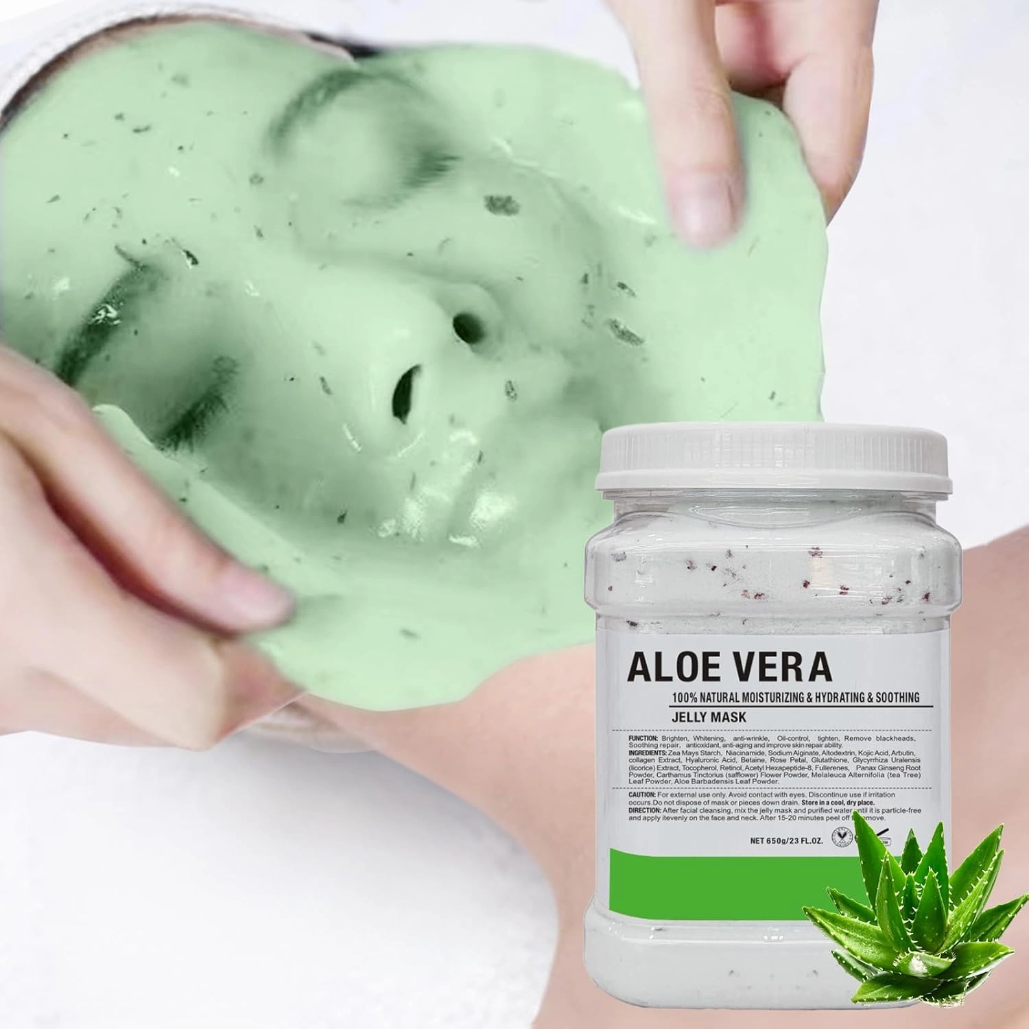 Jelly Mask for Facials Professional Natural Gel Face Masks, Hyaluronic acid Hydrating Rubber Mask Jar Face Mask SkinCare 23 Fl Oz (Aloe Vera)