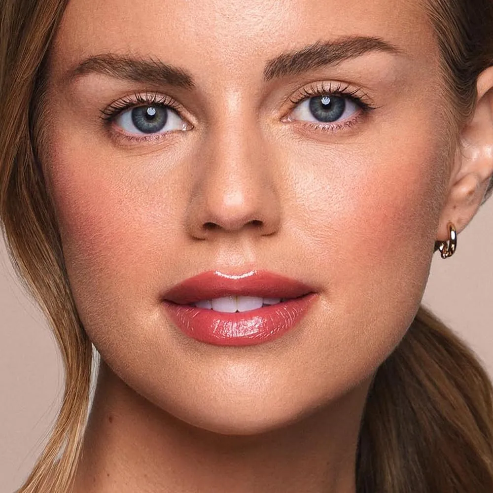 Jouer Essential Lip Enhancer Shine Balm - Enhancing Tinted Lip Balm - Moisturize, Plump, & Nourishing Lip Care - Jojoba Seed Oil and Maxi Lip Formula for Moisturizing and Fullness, Bare Rose