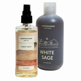 JUNIPER RIDGE - Warm Earth Luminous Set - White Sage Body Wash (8oz) & Desert Cedar Body Oil (4oz)