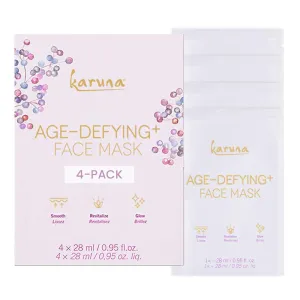 Karuna Skin - Age-Defying  Face Masks for Dry, Mature Skin, Rejuvenating & Nourishing Sheet Masks Skincare Essential, Facial Mask with Elderberry, Calendula & Wild Yam, 4 Sheets per Pack