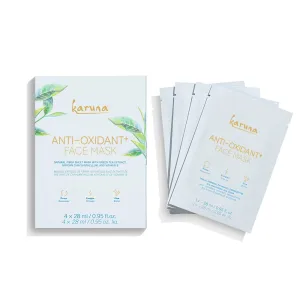 Karuna Skin - Antioxidant  Face Masks for Dry, Mature Skin, Rejuvenating & Nourishing Face Masks Skincare Essential, Facial Mask w Green Tea Extract, Chinese Licorice & African Chrysanthellum, 4 Pack