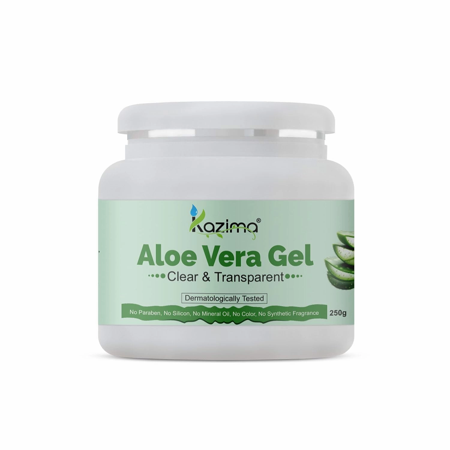 KAZI.MA Pure Aloe Vera Gel for Skin & Hair, Hydrating and Moisturizing Formula, 250g (8.82 oz)