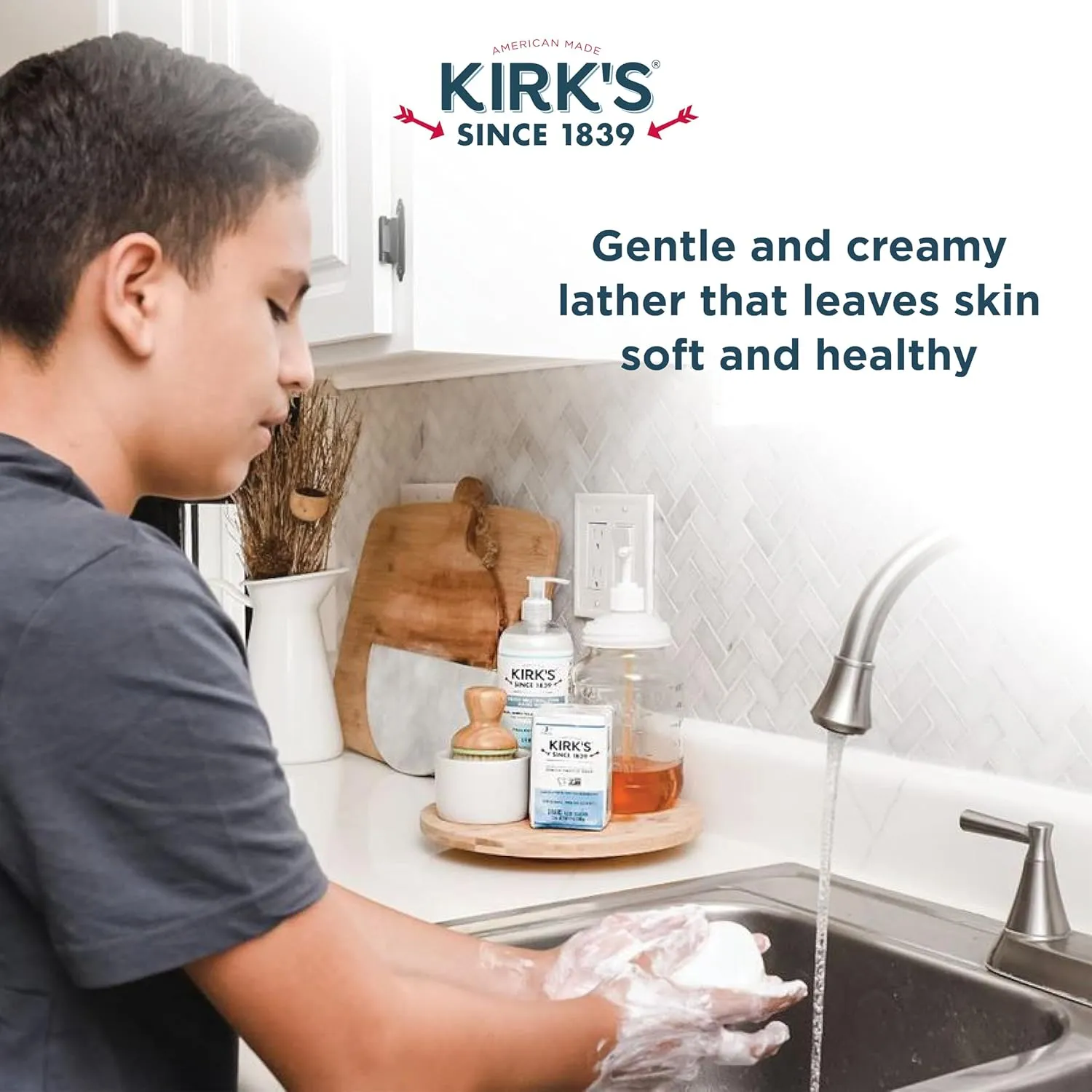 Kirk's Castile Bar Soap for Men, Women & Children - Made With Premium Coconut Oil, Sensitive Skin Formula, Vegan, Non GMO, Original Fresh Scent, 4 oz. Bars, 6 Pack