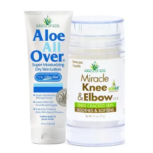 Knee & Elbow Stick 2.5 Oz   Aloe All Over Moisturizing Lotion 1 Oz Hydration Combo Pack – Heals & Hydrates Dry, Cracked Skin – Enriched with 72% UltraAloe & Essential Oils