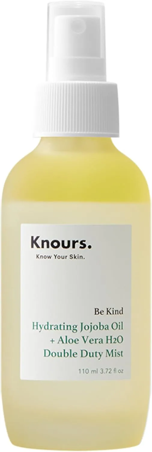 Knours Hydrating Jojoba Oil Vitamin Rich Aloe Vera H2O Double Duty Facial Mist, Moisturizing Refreshing Vegan Squalene Clean Beauty (110ml 3.72 fl. oz.) K-Beauty Skincare