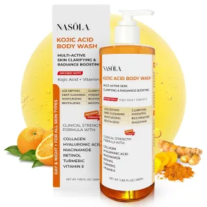 Kojic Acid Soap Body Wash   Turmeric Vitamin C Organic Natural Moisturizing Exfoliating Unscented Korean Cleansing Shower Gel for Women Men - 11.83 Fl Oz