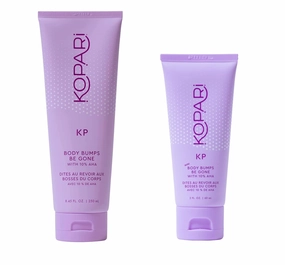 Kopari KP Scrub Full Size and Travel Size Set | Body Bumps Be Gone Scrub with 10% AHA, to Smooth Skin, Reduce Bumps, Decongest Pores, Clarifying, Gently Exfoliate & Wash | 8.45 fl oz and 2 fl oz