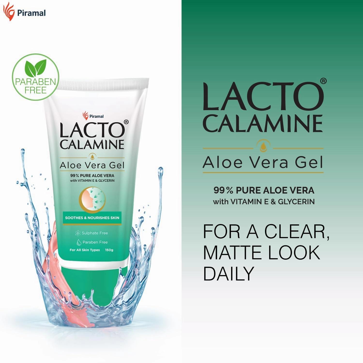 L.acto Calamine Aloe Vera Gel For Face | 150g | Moisturizer For Face With 99% Pure Natural AloeVera, Vitamin E & Glycerin For Hydrating Skin, Body & Hair | No Parabens, No Sulphates (1)