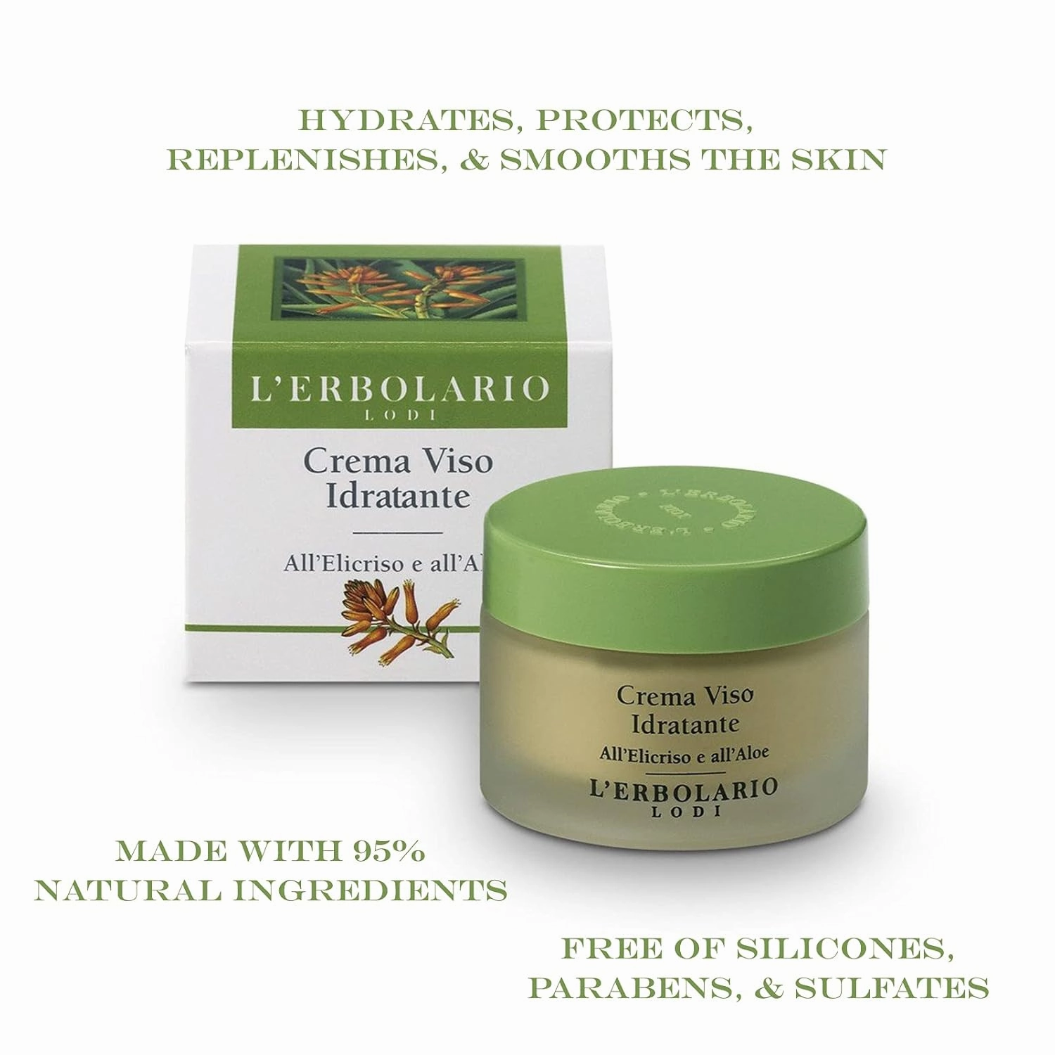 L'Erbolario Moisturizing Face Cream - Hydrating, Nourishing Face Moisturizer - Non-Greasy Daily Facial Moisturizer - Ideal Base for Makeup - 1.6 oz