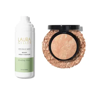 LAURA GELLER NEW YORK Baked Balance-n-Brighten Powder Foundation, Light   Spackle Mist Boost with Cooling Aloe
