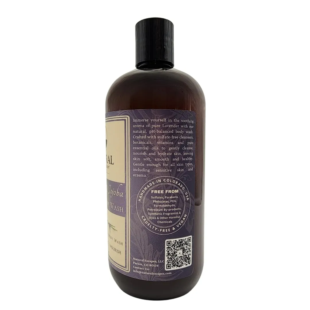 Lavender & Jojoba Soothing Body Wash | Calming Sulfate-Free Shower Gel for Soft, Hydrated & Healthy Skin | Moisturizing & Gentle for Normal & Sensitive Skin | 16 oz