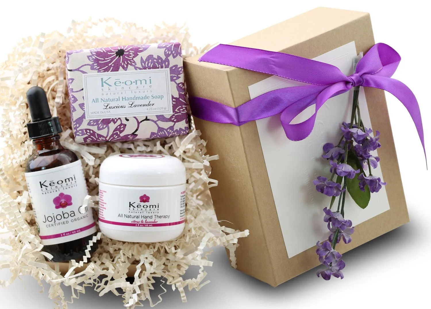 Lavender Organic Handmade Bath and Body Gift Set - by Keomi Naturals - Pamper Them with All Natural Luxury - Scented with Essential Oils - Beautifully Packaged Ready to Give