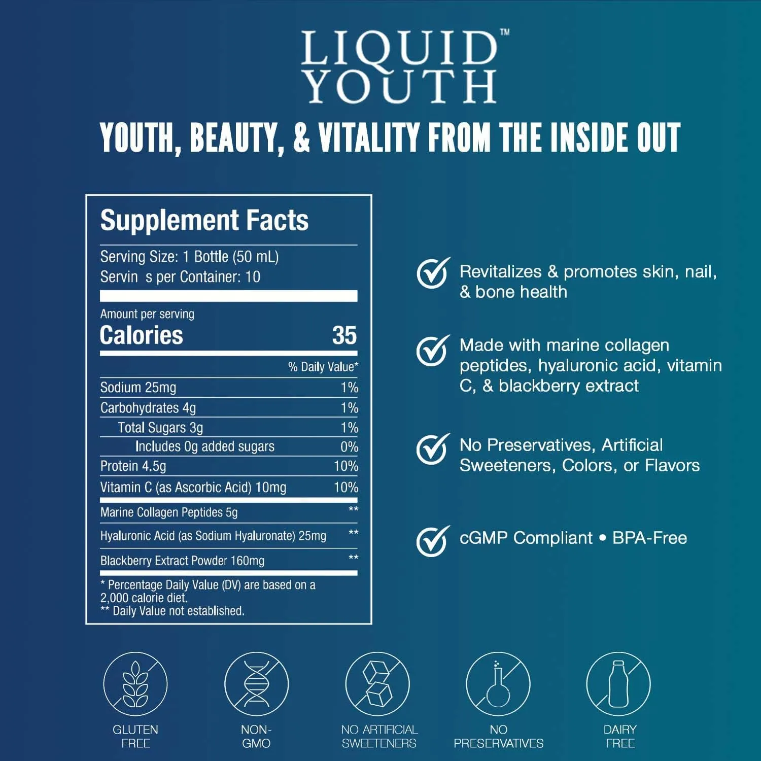 Liquid Collagen Elixir Shot for Women & Men - Premium Liquid Marine Collagen for Hair Growth, Skin, Nail, Bone & Joint Health - Travel-Friendly (Passion Fruit, 10 Servings Per Box)