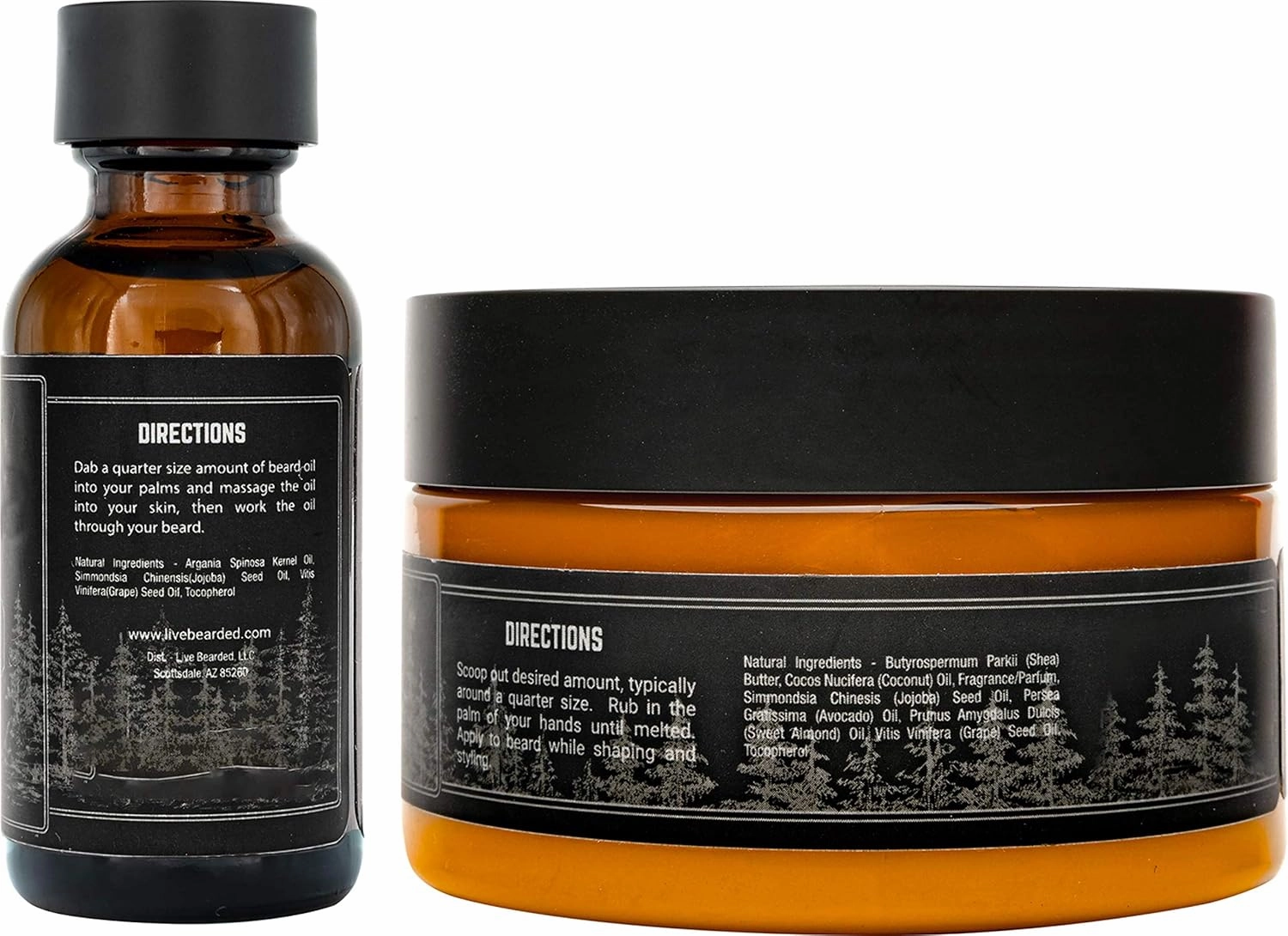 Live Bearded Beard Oil and Butter Grooming Kit - Made in the USA - All-Natural Ingredients with Shea, Argan, Jojoba - Growth Support | American Scent - Cedar, Vetiver, Bergamont