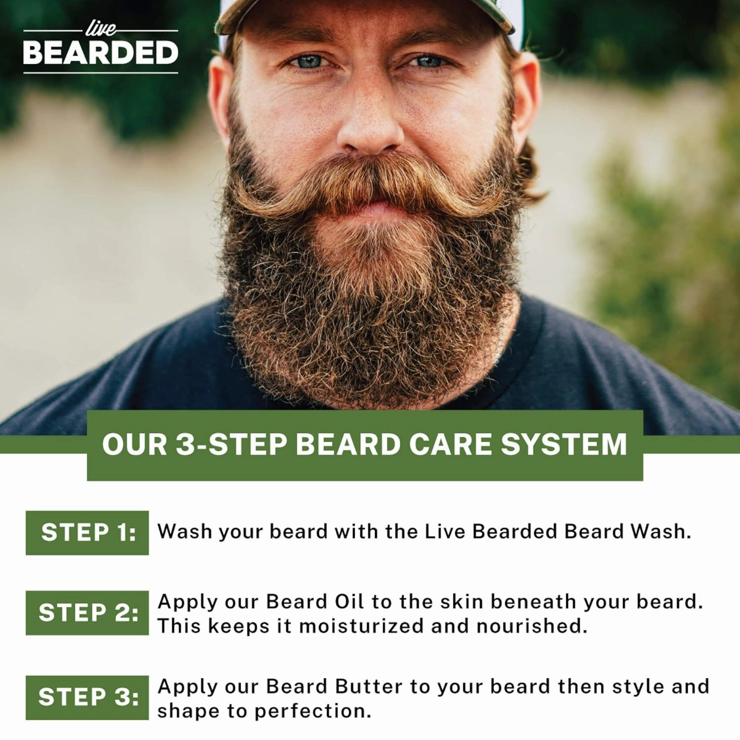 Live Bearded Beard Oil and Butter Grooming Kit - Made in the USA - All-Natural Ingredients with Shea, Argan, Jojoba - Growth Support | American Scent - Cedar, Vetiver, Bergamont